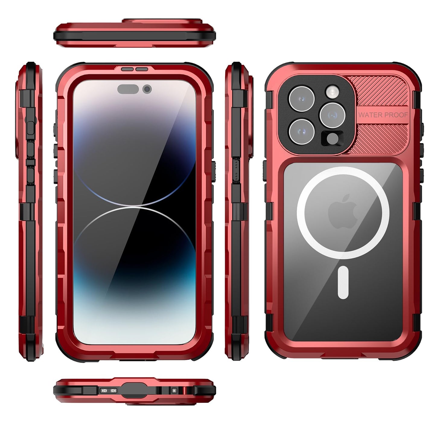 Designed for iPhone 15 Pro Max Metal Waterproof Case with Built - in Screen Protector, Metal Tough Cover Shockproof Dustproof Sturdy Durable Protective Case for iPhone 15 Pro Max - 7DAY'S