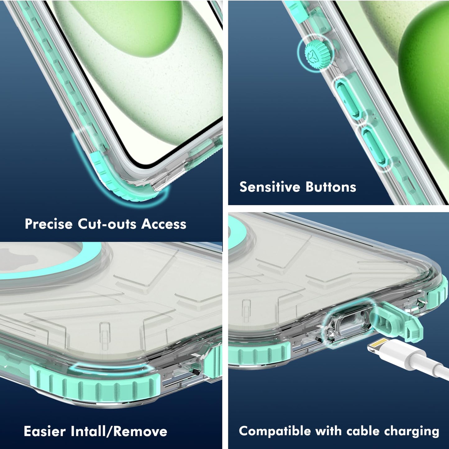 Designed for iPhone 15 Pro Max Metal Waterproof Case with Built - in Screen Protector, Metal Tough Cover Shockproof Dustproof Sturdy Durable Protective Case for iPhone 15 Pro Max - 7DAY'S
