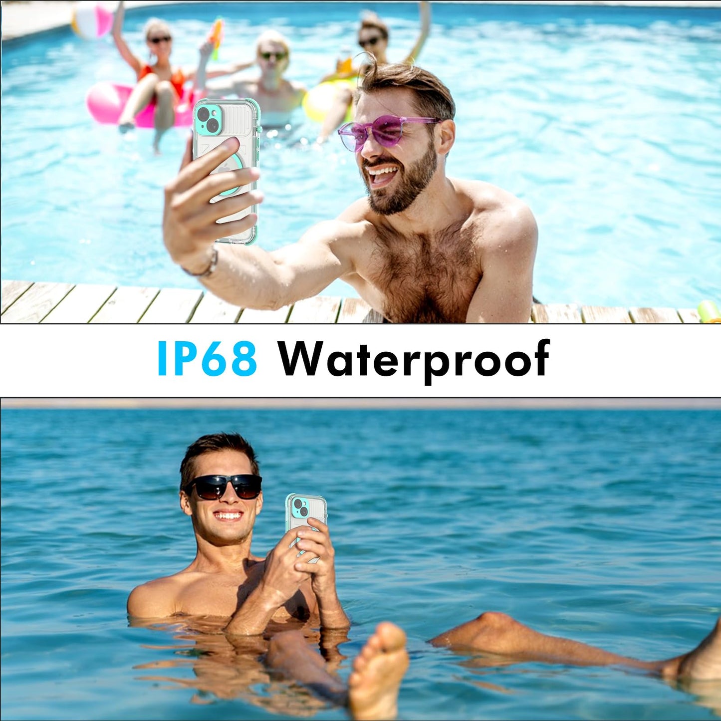 Designed for iPhone 15 Pro Max Metal Waterproof Case with Built - in Screen Protector, Metal Tough Cover Shockproof Dustproof Sturdy Durable Protective Case for iPhone 15 Pro Max - 7DAY'S