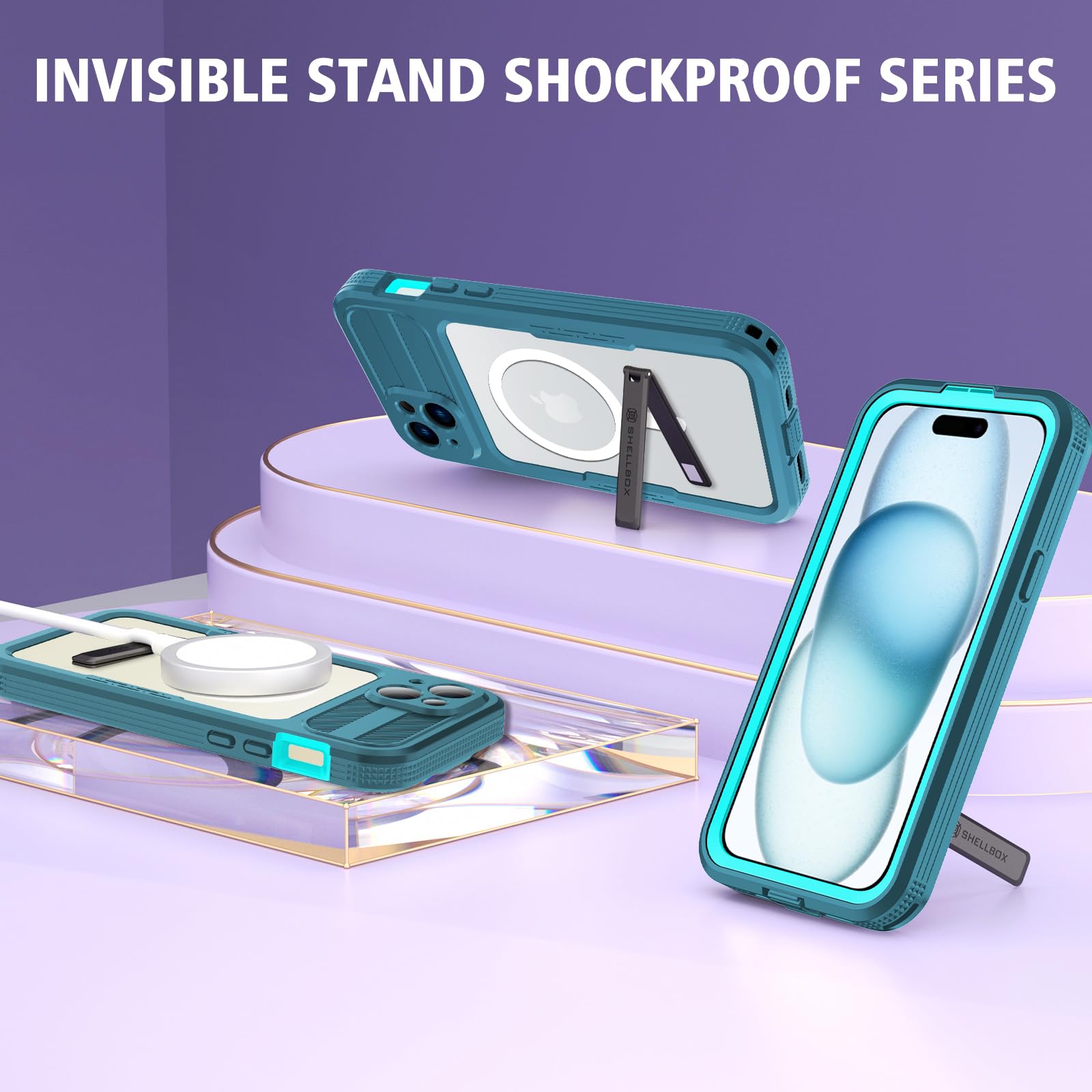 Designed for iPhone 15 Pro Max Metal Waterproof Case with Built - in Screen Protector, Metal Tough Cover Shockproof Dustproof Sturdy Durable Protective Case for iPhone 15 Pro Max - 7DAY'S