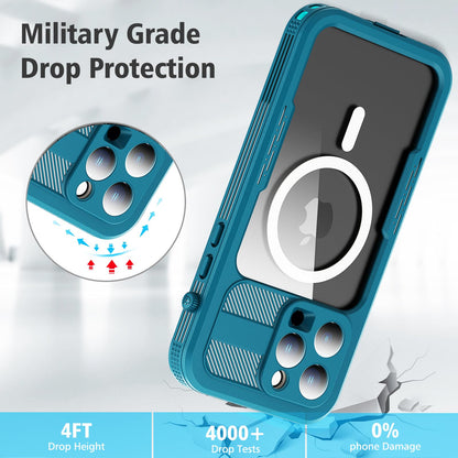 Designed for iPhone 15 Pro Max Metal Waterproof Case with Built - in Screen Protector, Metal Tough Cover Shockproof Dustproof Sturdy Durable Protective Case for iPhone 15 Pro Max - 7DAY'S