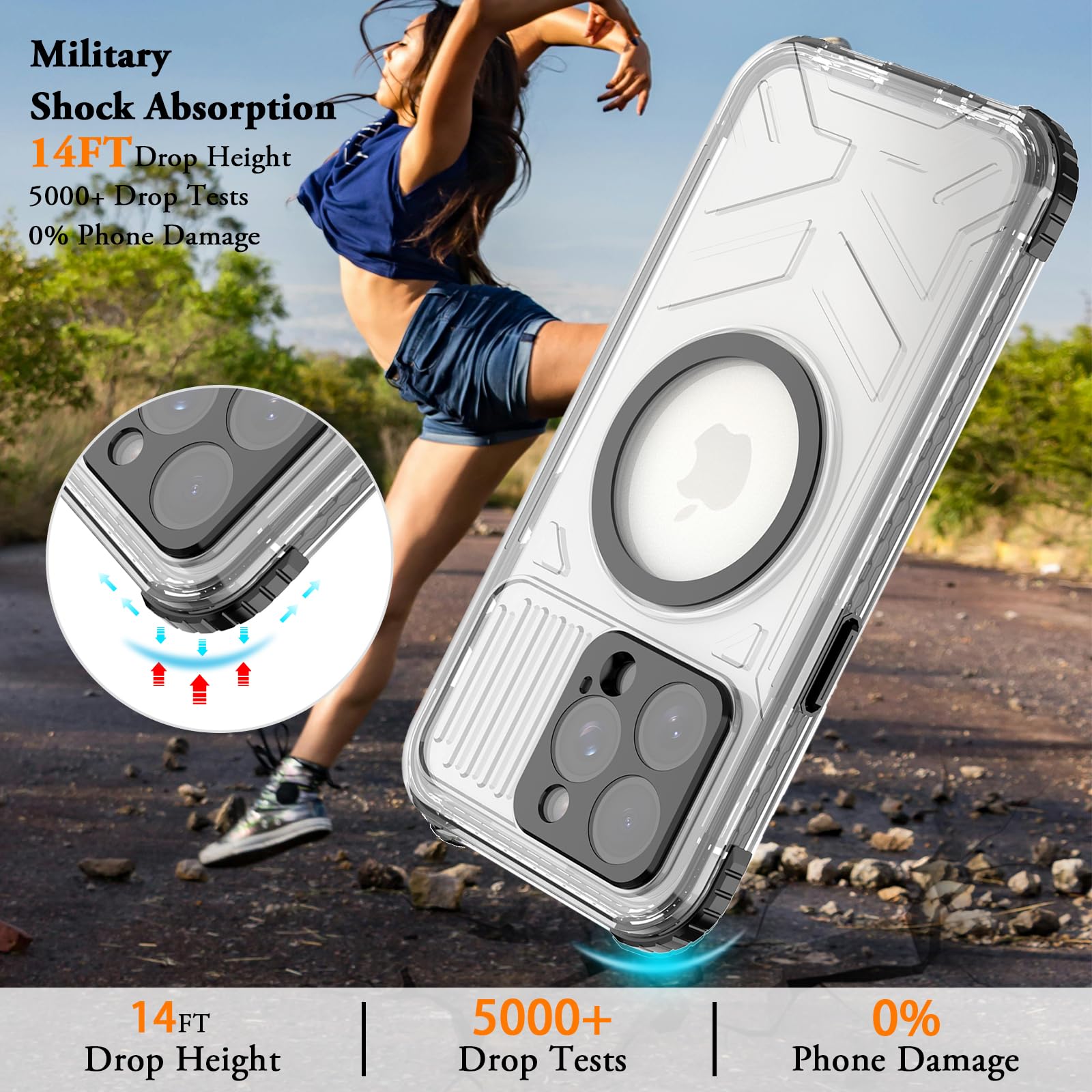 Designed for iPhone 15 Pro Max Metal Waterproof Case with Built - in Screen Protector, Metal Tough Cover Shockproof Dustproof Sturdy Durable Protective Case for iPhone 15 Pro Max - 7DAY'S