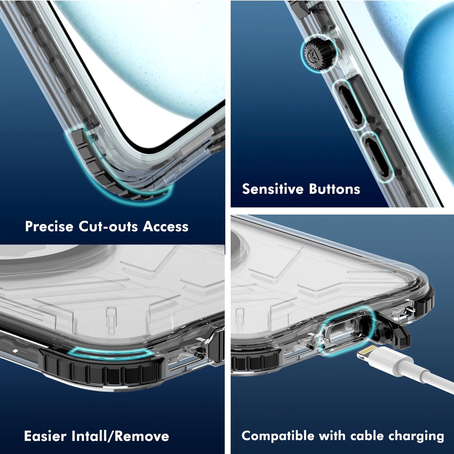 Designed for iPhone 15 Pro Max Metal Waterproof Case with Built - in Screen Protector, Metal Tough Cover Shockproof Dustproof Sturdy Durable Protective Case for iPhone 15 Pro Max - 7DAY'S