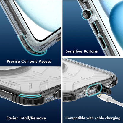 Designed for iPhone 15 Pro Max Metal Waterproof Case with Built - in Screen Protector, Metal Tough Cover Shockproof Dustproof Sturdy Durable Protective Case for iPhone 15 Pro Max - 7DAY'S