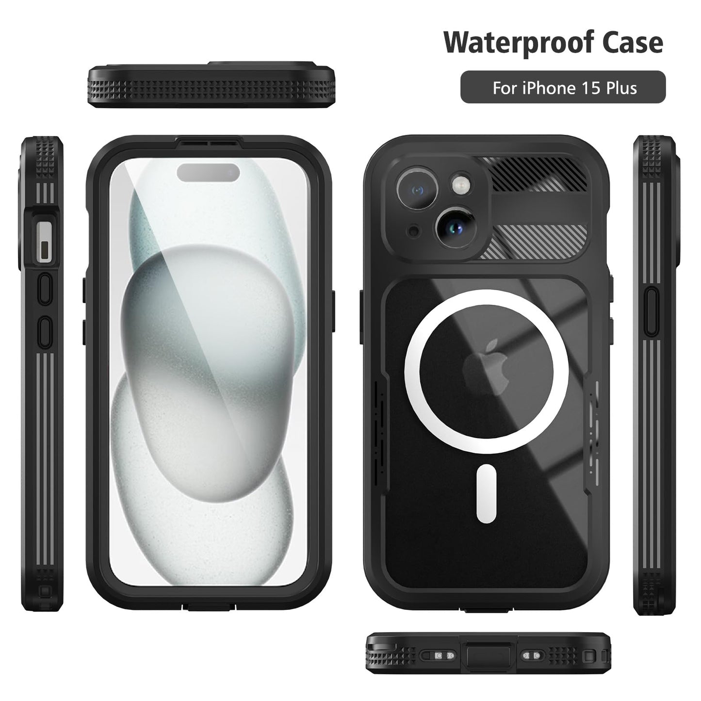 Designed for iPhone 15 Pro Max Metal Waterproof Case with Built - in Screen Protector, Metal Tough Cover Shockproof Dustproof Sturdy Durable Protective Case for iPhone 15 Pro Max - 7DAY'S
