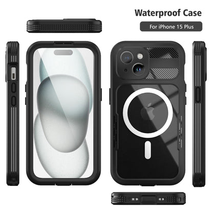 Designed for iPhone 15 Pro Max Metal Waterproof Case with Built - in Screen Protector, Metal Tough Cover Shockproof Dustproof Sturdy Durable Protective Case for iPhone 15 Pro Max - 7DAY'S