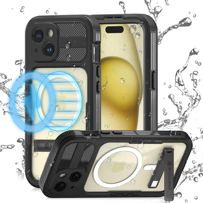 Designed for iPhone 15 Pro Max Metal Waterproof Case with Built - in Screen Protector, Metal Tough Cover Shockproof Dustproof Sturdy Durable Protective Case for iPhone 15 Pro Max - 7DAY'S