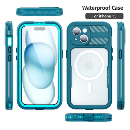Designed for iPhone 15 Pro Max Metal Waterproof Case with Built - in Screen Protector, Metal Tough Cover Shockproof Dustproof Sturdy Durable Protective Case for iPhone 15 Pro Max - 7DAY'S