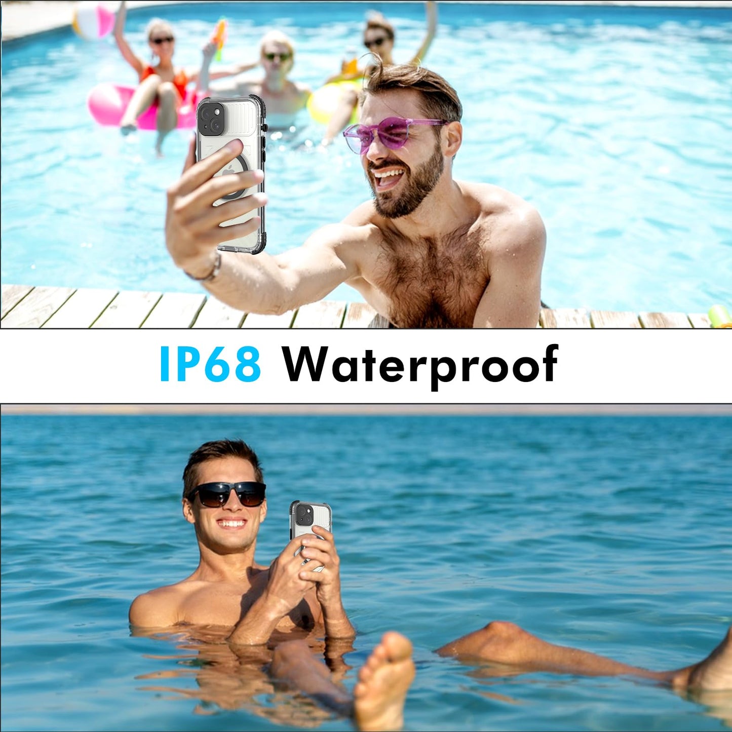 Designed for iPhone 15 Pro Max Metal Waterproof Case with Built - in Screen Protector, Metal Tough Cover Shockproof Dustproof Sturdy Durable Protective Case for iPhone 15 Pro Max - 7DAY'S