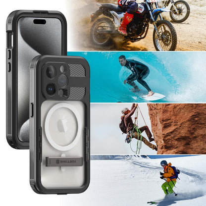 Designed for iPhone 15 Pro Max Metal Waterproof Case with Built - in Screen Protector, Metal Tough Cover Shockproof Dustproof Sturdy Durable Protective Case for iPhone 15 Pro Max - 7DAY'S