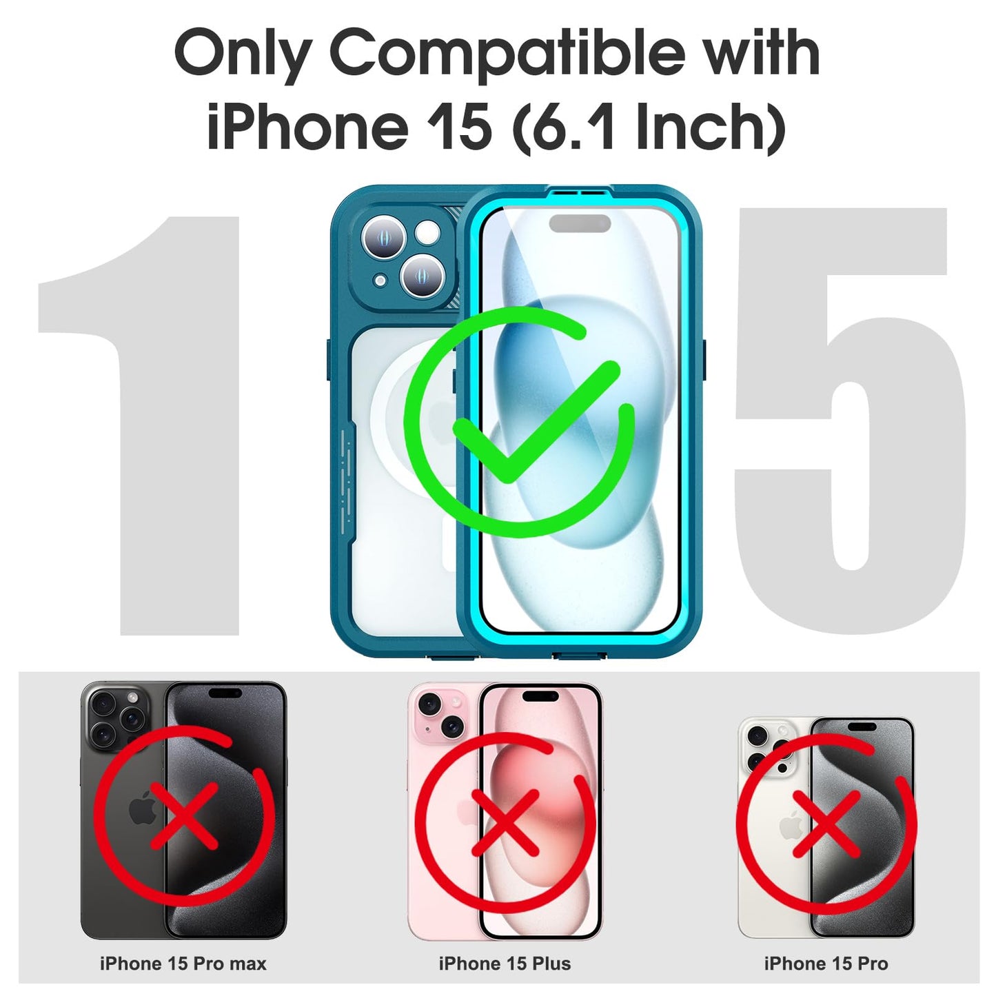 Designed for iPhone 15 Pro Max Metal Waterproof Case with Built - in Screen Protector, Metal Tough Cover Shockproof Dustproof Sturdy Durable Protective Case for iPhone 15 Pro Max - 7DAY'S