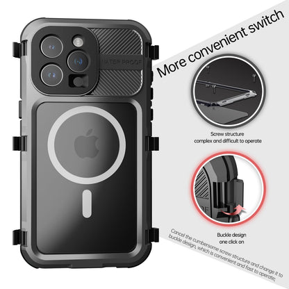 Designed for iPhone 15 Pro Max Metal Waterproof Case with Built - in Screen Protector, Metal Tough Cover Shockproof Dustproof Sturdy Durable Protective Case for iPhone 15 Pro Max - 7DAY'S