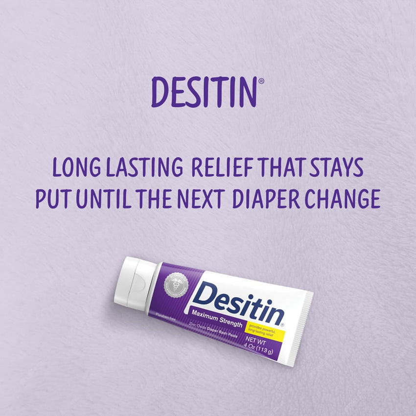 Desitin Maximum Strength Baby Diaper Rash Cream, 40% Zinc Oxide for Treatment, Relief & Prevention, Hypoallergenic, Phthalate - & Paraben - Free Paste, Protects Skin for 12 Hours, 4.8 oz - 7DAY'S