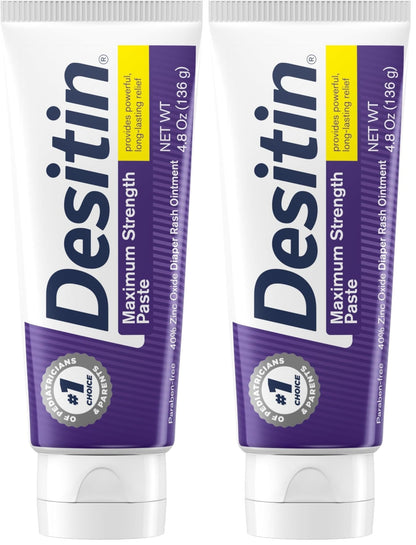 Desitin Maximum Strength Baby Diaper Rash Cream, 40% Zinc Oxide for Treatment, Relief & Prevention, Hypoallergenic, Phthalate - & Paraben - Free Paste, Protects Skin for 12 Hours, 4.8 oz - 7DAY'S