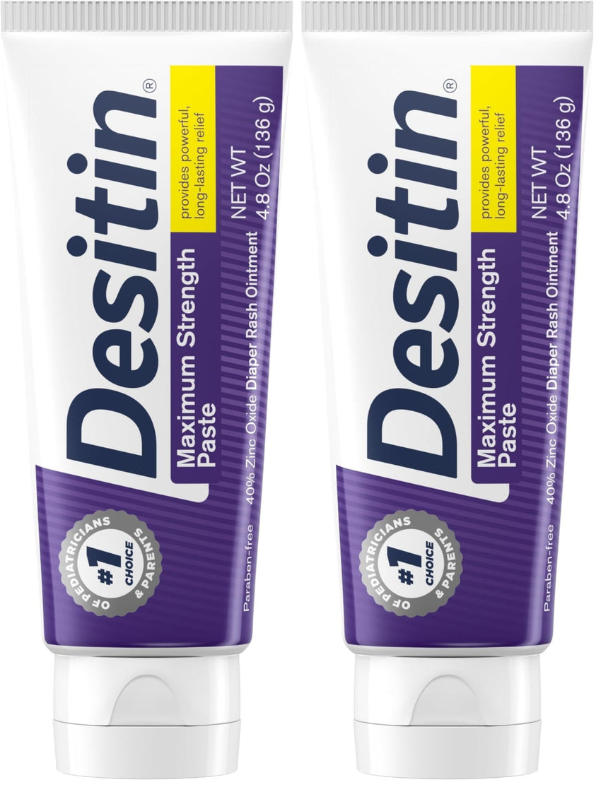 Desitin Maximum Strength Baby Diaper Rash Cream, 40% Zinc Oxide for Treatment, Relief & Prevention, Hypoallergenic, Phthalate - & Paraben - Free Paste, Protects Skin for 12 Hours, 4.8 oz - 7DAY'S