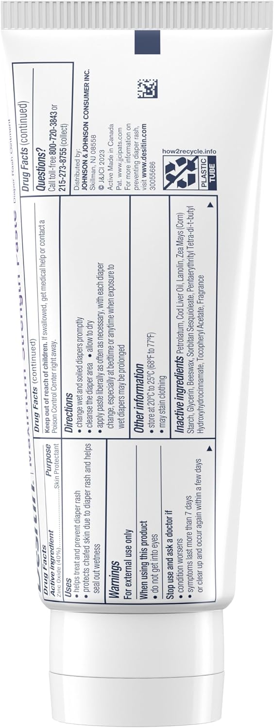 Desitin Maximum Strength Baby Diaper Rash Cream, 40% Zinc Oxide for Treatment, Relief & Prevention, Hypoallergenic, Phthalate - & Paraben - Free Paste, Protects Skin for 12 Hours, 4.8 oz - 7DAY'S