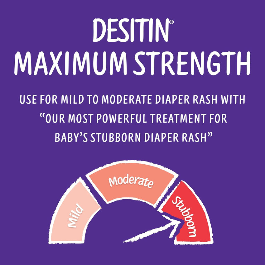 Desitin Maximum Strength Baby Diaper Rash Cream, 40% Zinc Oxide for Treatment, Relief & Prevention, Hypoallergenic, Phthalate - & Paraben - Free Paste, Protects Skin for 12 Hours, 4.8 oz - 7DAY'S