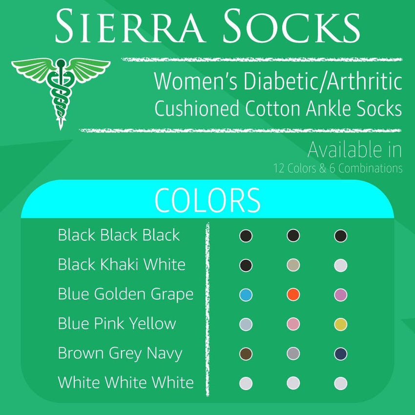 Diabetic/Arthritic Cushioned Cotton Ankle Socks 3 Pack Women Socks - 7DAY'S