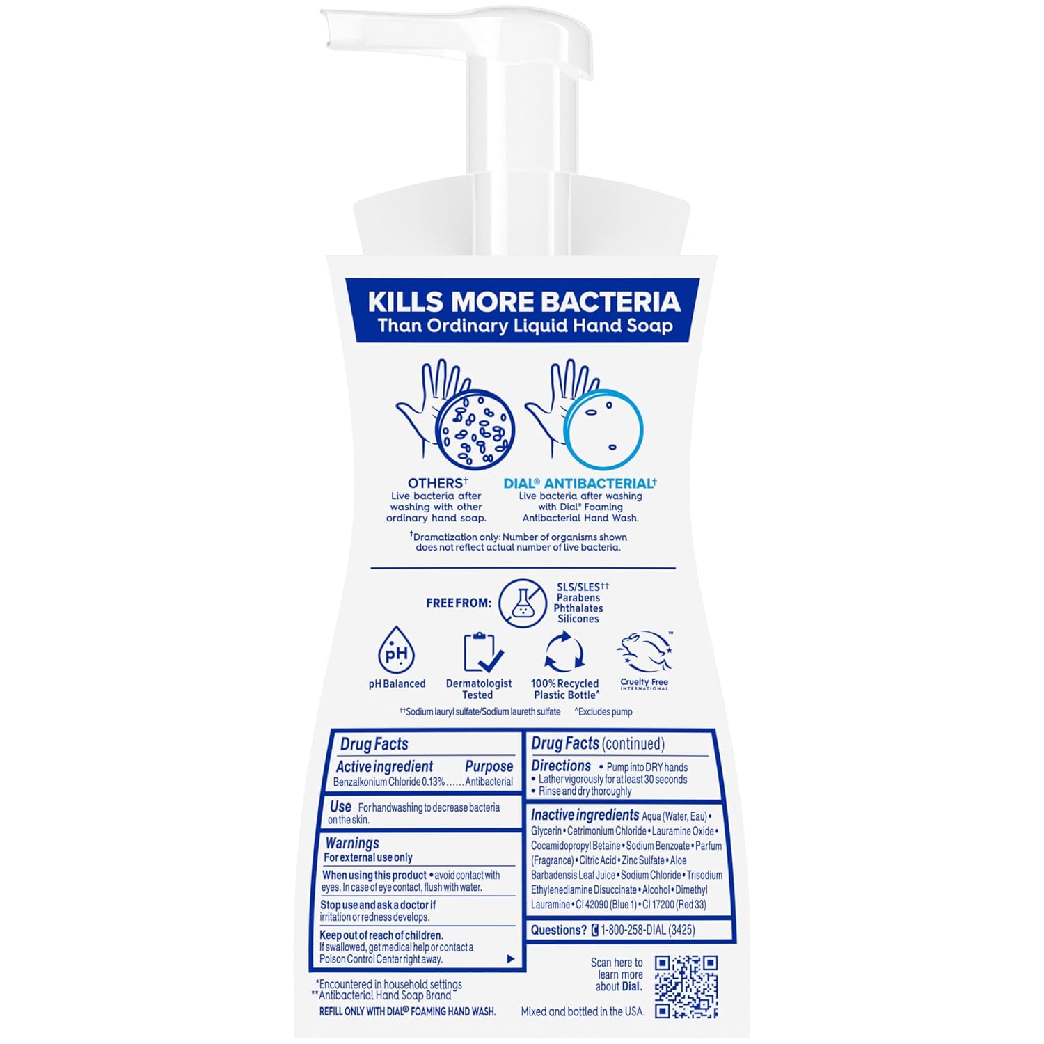 Dial Antibacterial Foaming Hand Wash, Spring Water, 7.5 fl oz (Pack of 6) - 7DAY'S