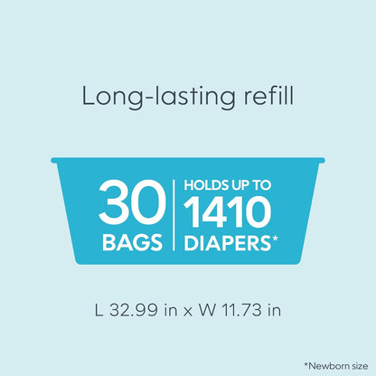 Diaper Genie Easy Roll Refill | 30 Bags Per Refill | Holds Up to 1410 Newborn Diapers | Odor Control | Diaper Pail Refill Bags | Fits Diaper Genie Signature & Platinum Pails - 7DAY'S
