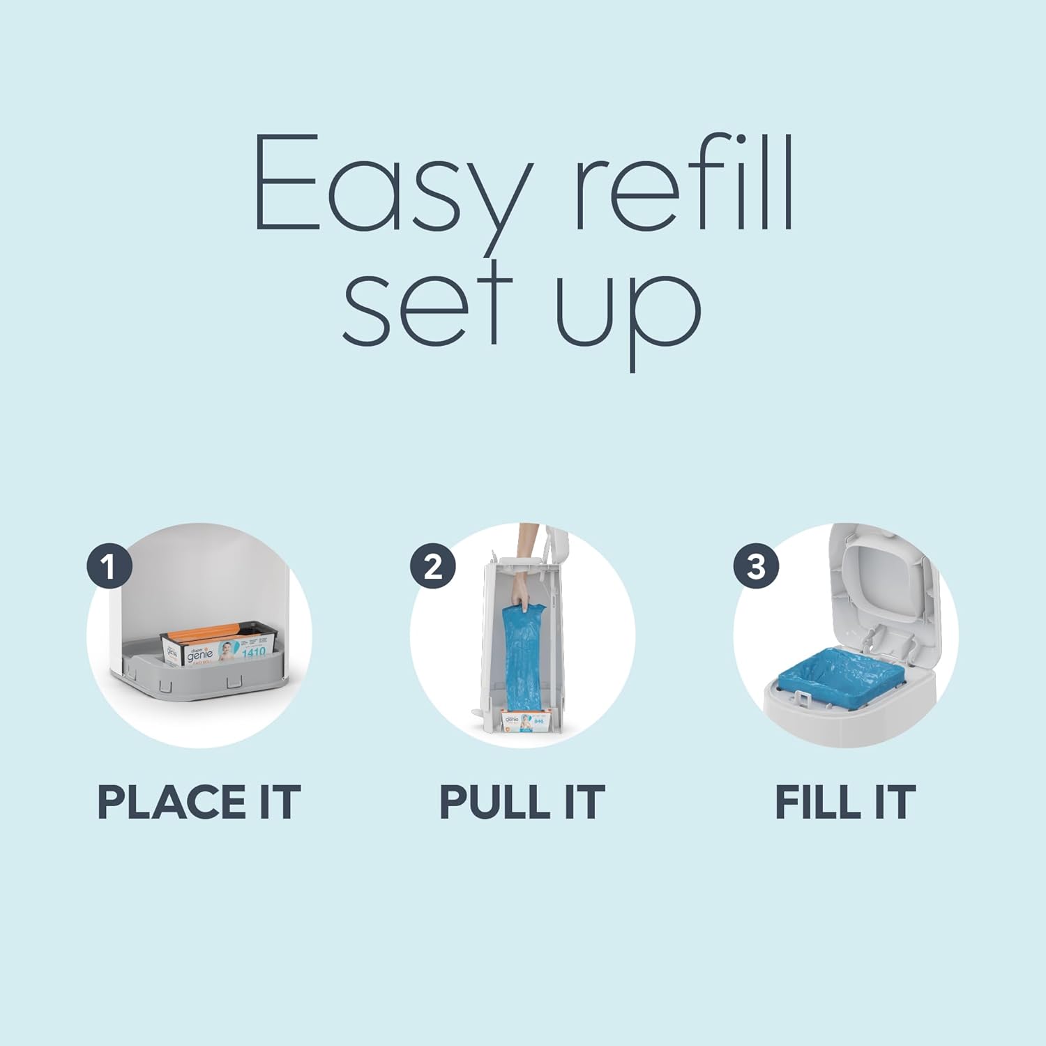 Diaper Genie Easy Roll Refill | 30 Bags Per Refill | Holds Up to 1410 Newborn Diapers | Odor Control | Diaper Pail Refill Bags | Fits Diaper Genie Signature & Platinum Pails - 7DAY'S