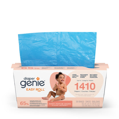 Diaper Genie Easy Roll Refill | 30 Bags Per Refill | Holds Up to 1410 Newborn Diapers | Odor Control | Diaper Pail Refill Bags | Fits Diaper Genie Signature & Platinum Pails - 7DAY'S