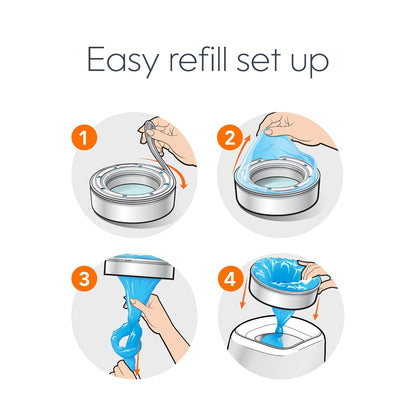 Diaper Genie Essentials Round Refill Pack of 4 | Holds Up to 1280 Newborn Diapers | Features Unscented Continuous Film | Compatible with Diaper Genie Complete and Expressions Pails - 7DAY'S