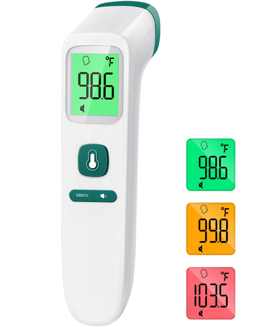 Digital Thermometer for Adults and Kids, Forehead No - Touch Thermometer with Fever Alarm, Accurate and Easy - to - use Thermometer for Home use - 7DAY'S