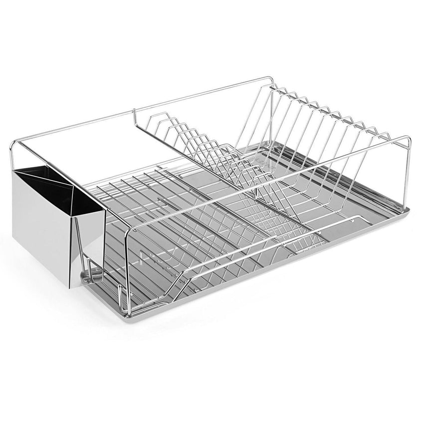 Dish Drying Rack Stainless Steel Dish Rack w/ Drainboard Cutlery Holder Kitchen Dish Organizer - 7DAY'S