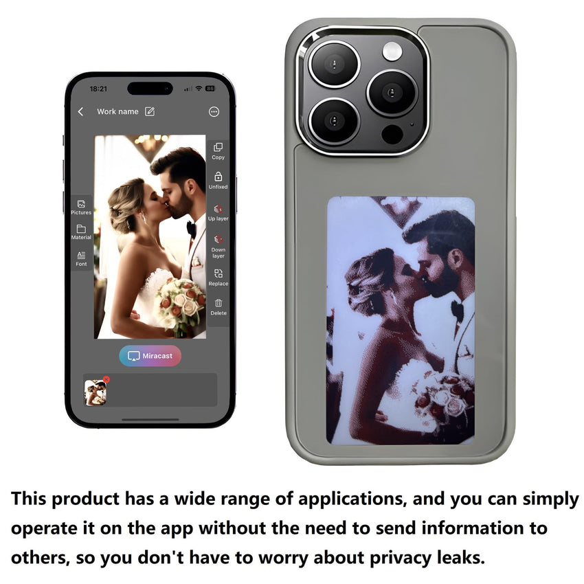 DIY E - Ink Phone Case for iPhone 15 Pro Max APP Operation Smart Photo Rear Projection Customiza Phone Case Instantly Display Photos On The Ink Screen Back Cover Personalize Your Phone case - 7DAY'S