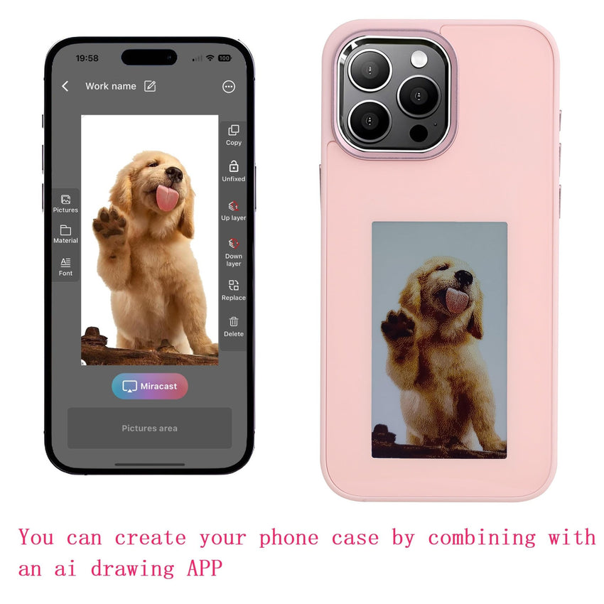 DIY E - Ink Phone Case for iPhone 15 Pro Max APP Operation Smart Photo Rear Projection Customiza Phone Case Instantly Display Photos On The Ink Screen Back Cover Personalize Your Phone case - 7DAY'S