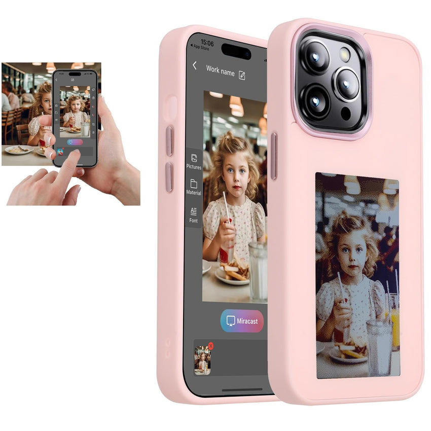 DIY E - Ink Phone Case for iPhone 15 Pro Max APP Operation Smart Photo Rear Projection Customiza Phone Case Instantly Display Photos On The Ink Screen Back Cover Personalize Your Phone case - 7DAY'S