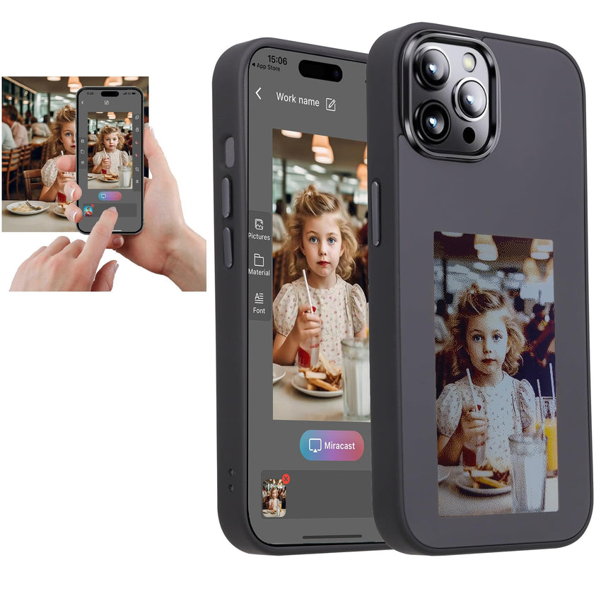 DIY E - Ink Phone Case for iPhone 15 Pro Max APP Operation Smart Photo Rear Projection Customiza Phone Case Instantly Display Photos On The Ink Screen Back Cover Personalize Your Phone case - 7DAY'S