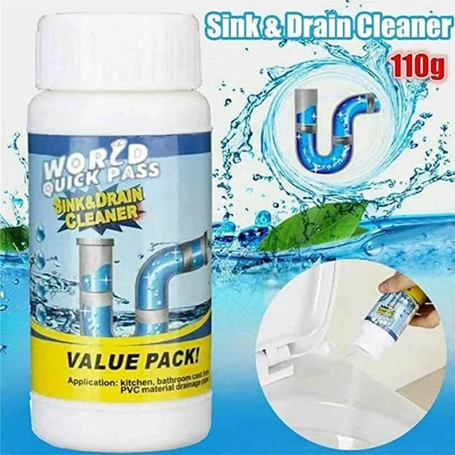 DodoradoDrain Cleaner, Benighty Drain Cleaner, Worldtornado Sink DrainCleaner, Powerful Sink & DrainCleaner, Dredge Blast Pipe Cleaner, Powerful Pipe Dredging Agent for Home Kitchen Toilet (2) - 7DAY'S