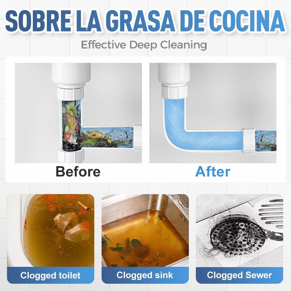 DodoradoDrain Cleaner, Benighty Drain Cleaner, Worldtornado Sink DrainCleaner, Powerful Sink & DrainCleaner, Dredge Blast Pipe Cleaner, Powerful Pipe Dredging Agent for Home Kitchen Toilet (2) - 7DAY'S