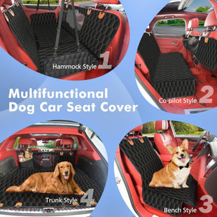 Dog Car Seat Cover for Back Seat, Back Seat Cover for Dogs, Scratchproof Car Hammock for Dogs with Mesh Window,Dog Seat Belt,Washable Pet Seat Cover for SUV/Cars/Trucks - Black - 7DAY'S