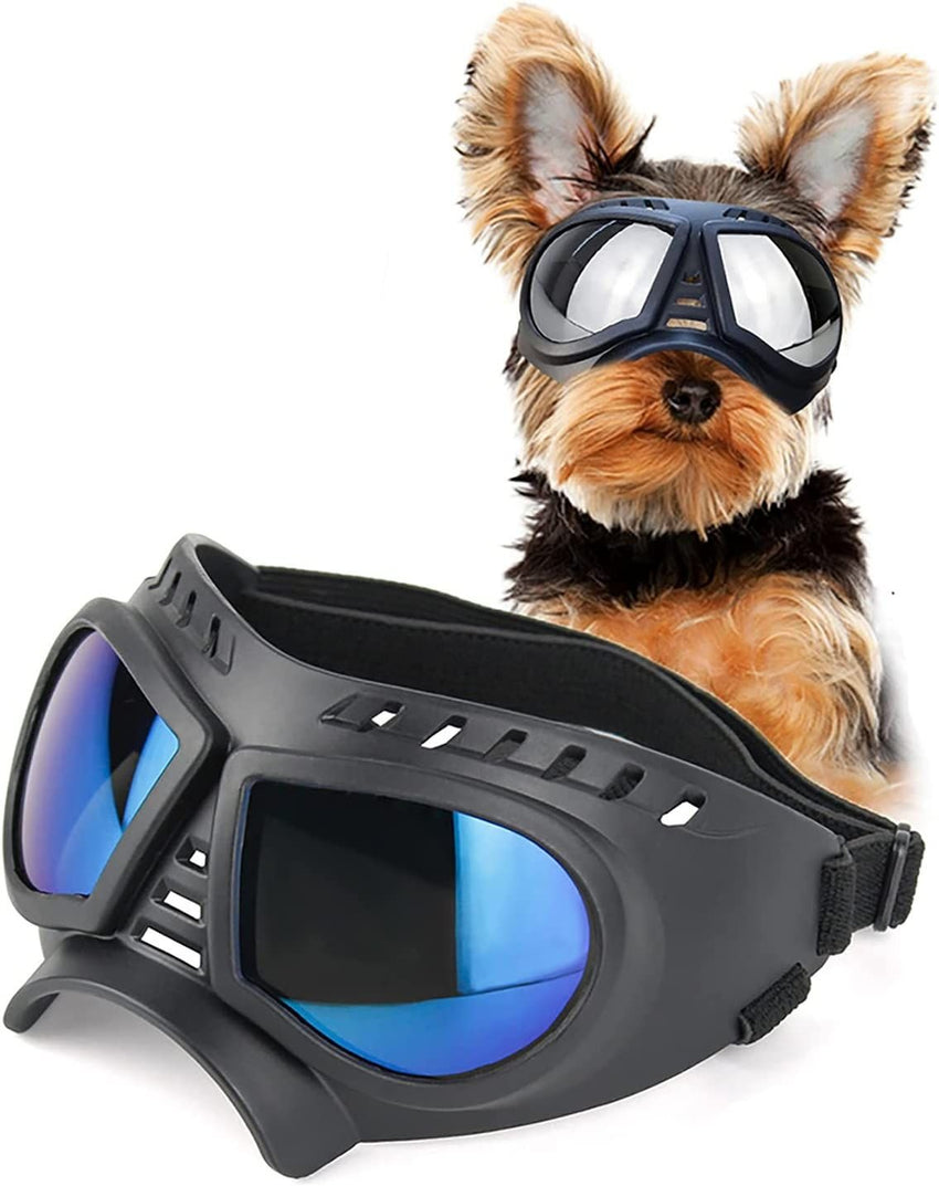 Dog Glasses for Small Breed Dog Goggles Dog UV Sunglasses Windproof Snowproof for Long Snout Dogs Mask with Soft Frame Adjustable Straps Black for Small/Medium Dogs Puppy - 7DAY'S