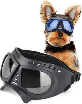 Dog Glasses for Small Breed Dog Goggles Dog UV Sunglasses Windproof Snowproof for Long Snout Dogs Mask with Soft Frame Adjustable Straps Black for Small/Medium Dogs Puppy - 7DAY'S