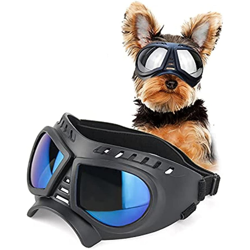 Dog Glasses for Small Breed Dog Goggles Dog UV Sunglasses Windproof Snowproof for Long Snout Dogs Mask with Soft Frame Adjustable Straps Black for Small/Medium Dogs Puppy - 7DAY'S