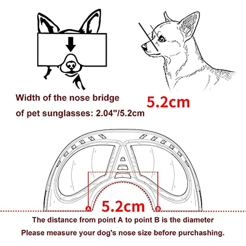 Dog Glasses for Small Breed Dog Goggles Dog UV Sunglasses Windproof Snowproof for Long Snout Dogs Mask with Soft Frame Adjustable Straps Black for Small/Medium Dogs Puppy - 7DAY'S