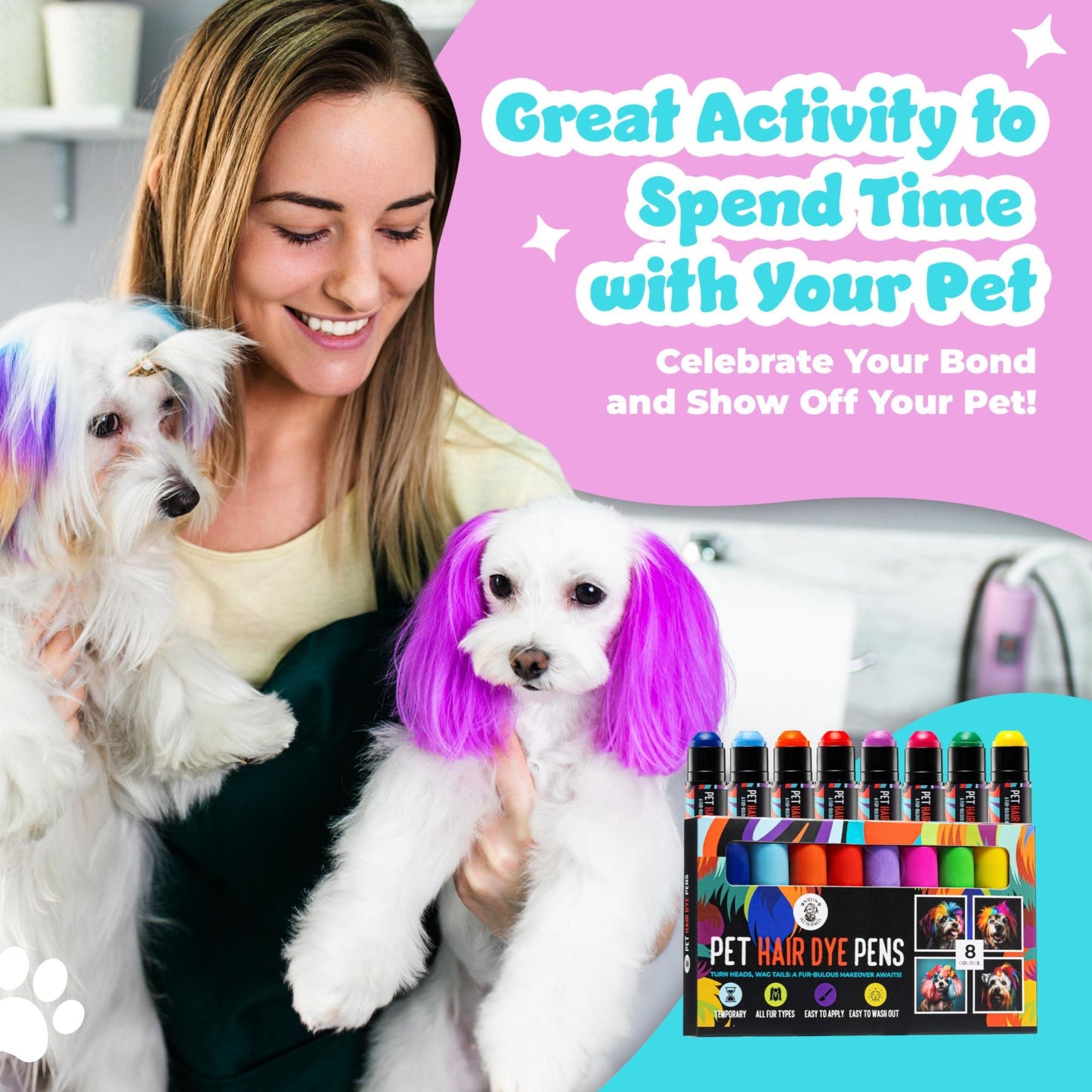 Dog Hair Dye 8 Color Dog Safe Hair Dye Non Toxic & Temporary Pet Hair Dye for Dogs - 7DAY'S