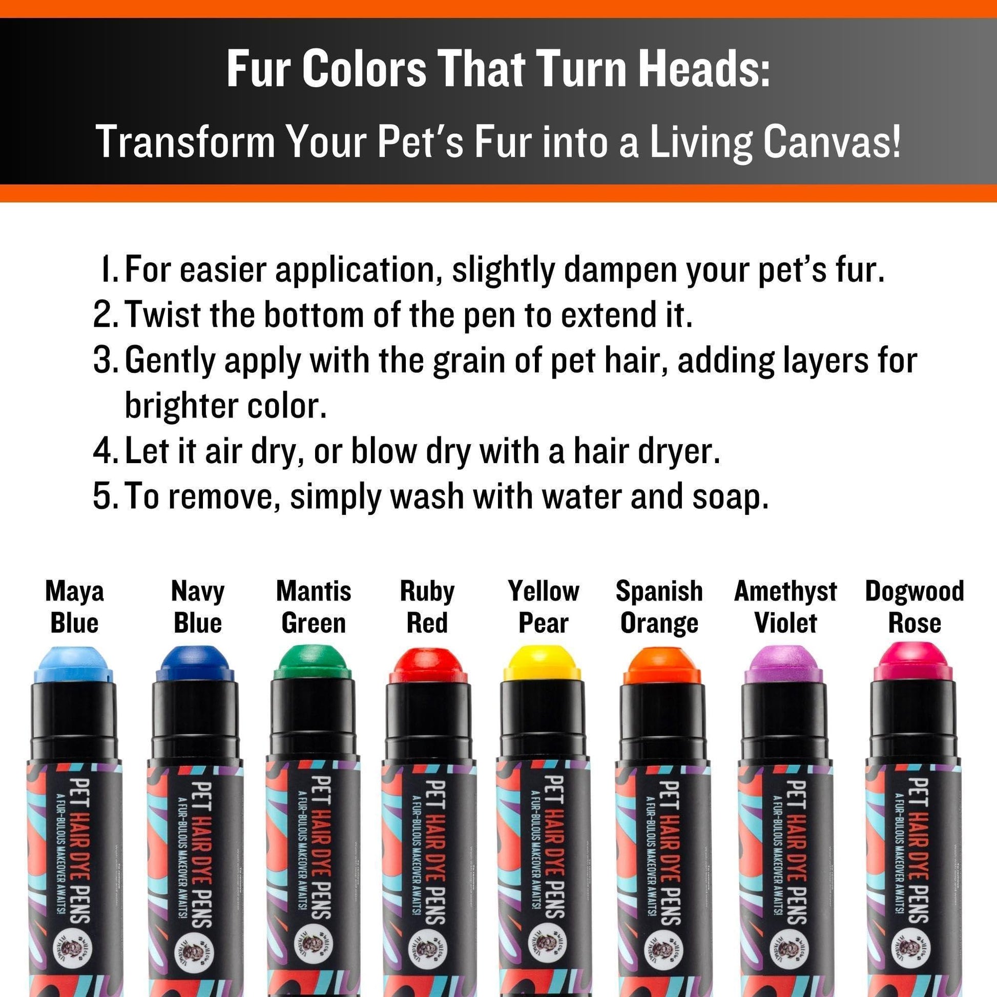 Dog Hair Dye 8 Color Dog Safe Hair Dye Non Toxic & Temporary Pet Hair Dye for Dogs - 7DAY'S