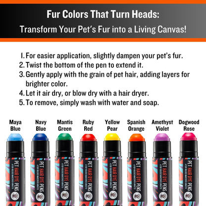 Dog Hair Dye 8 Color Dog Safe Hair Dye Non Toxic & Temporary Pet Hair Dye for Dogs - 7DAY'S