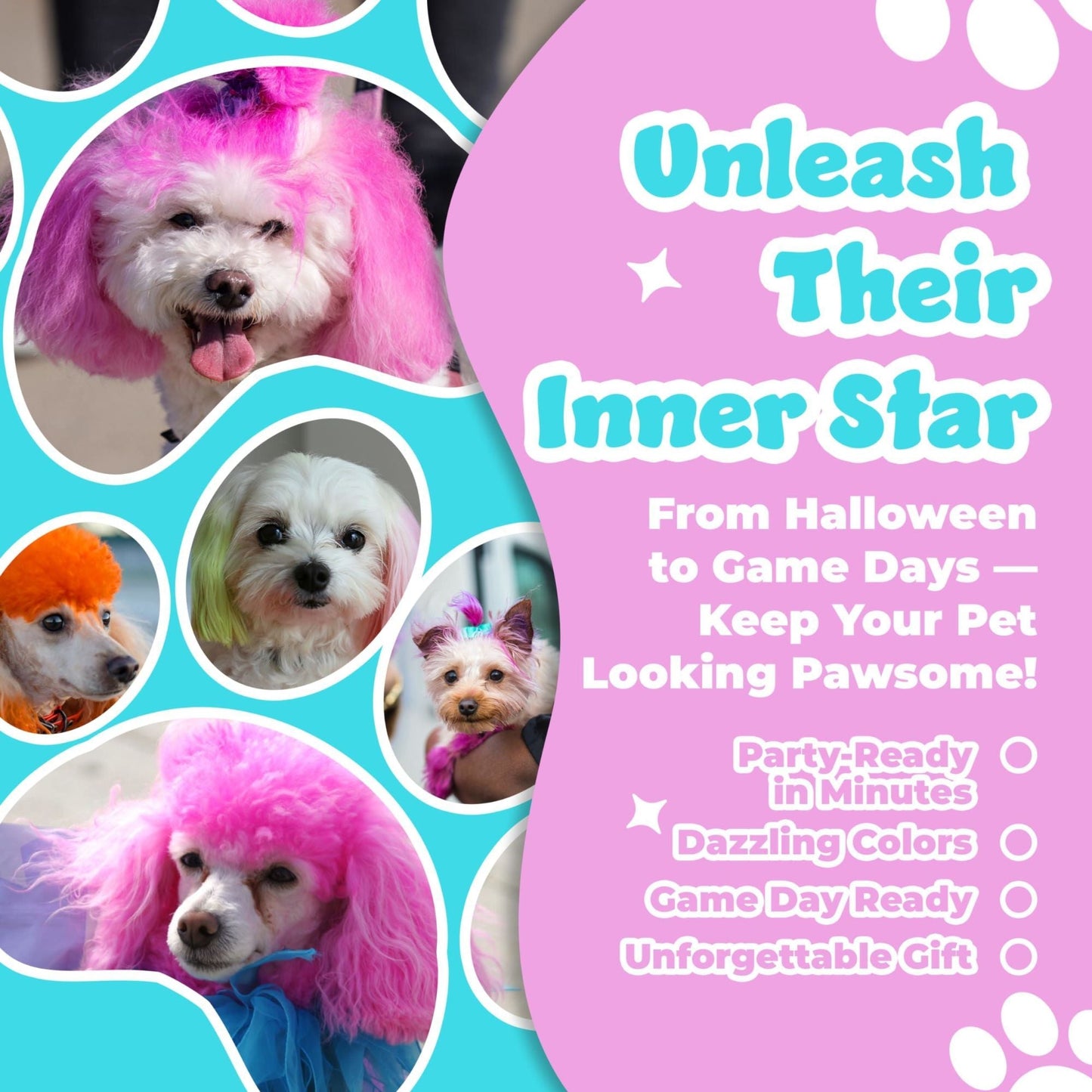 Dog Hair Dye 8 Color Dog Safe Hair Dye Non Toxic & Temporary Pet Hair Dye for Dogs - 7DAY'S