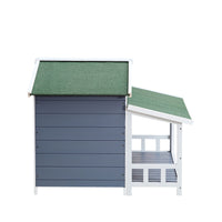 Dog House, Waterproof Dog Cage Kennel, Wooden Outdoor and Indoor Dog House, Raised Pet Kennel for Medium Dogs, Log Cabin Style with Porch,Elevated Floor,Asphalt Roof, 2 Doors - 7DAY'S