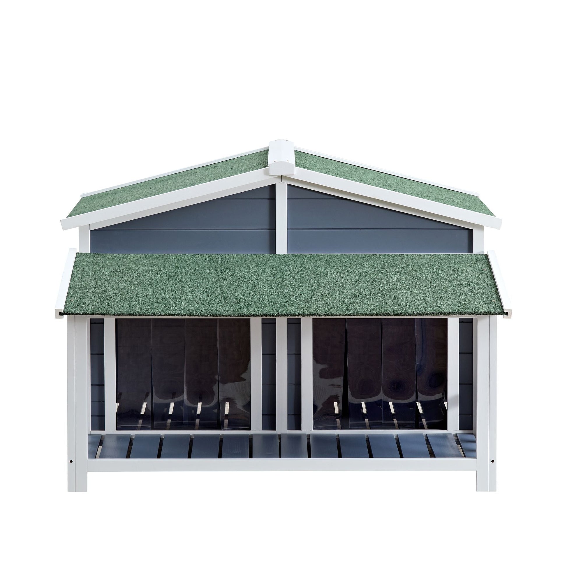 Dog House, Waterproof Dog Cage Kennel, Wooden Outdoor and Indoor Dog House, Raised Pet Kennel for Medium Dogs, Log Cabin Style with Porch,Elevated Floor,Asphalt Roof, 2 Doors - 7DAY'S