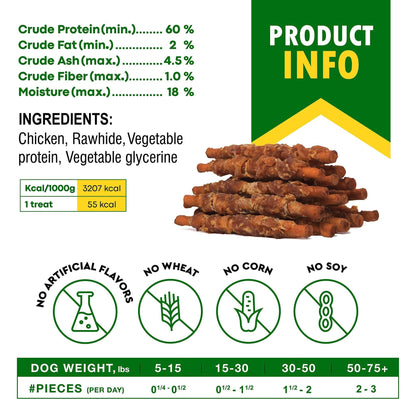 Dog Smoked Rawhide Sticks Wrapped Chicken Pet Natural Chew Treats Grain Free Organic Meat Healthy Human Grade Dried Snacks in Bulk - 7DAY'S