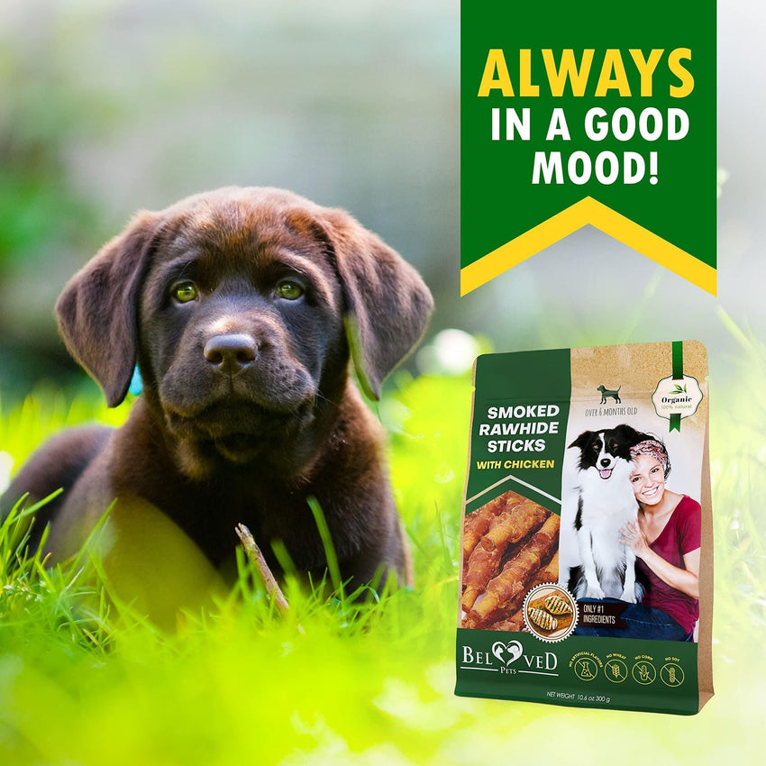 Dog Smoked Rawhide Sticks Wrapped Chicken Pet Natural Chew Treats Grain Free Organic Meat Healthy Human Grade Dried Snacks in Bulk - 7DAY'S