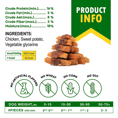 Dog Sweet Potato Wrapped with Chicken Pet Natural Chew Treats Grain Free Organic Meat Human Grade Dried Snacks in Bulk for Training for Small & Large Dogs Sweet Potato - 7DAY'S