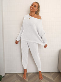 Dolman Sleeve Sweater and Knit Pants Set - 7DAY'S